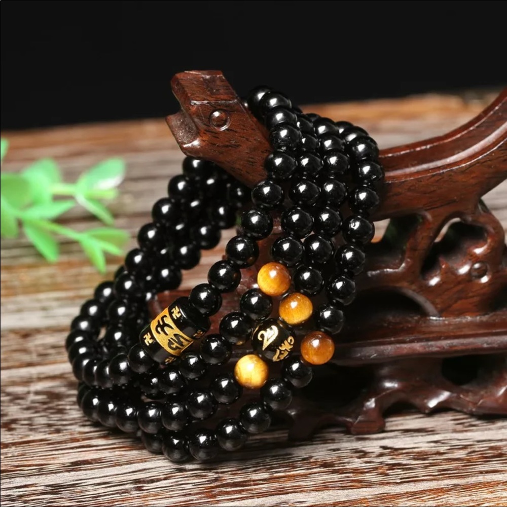 Natural Brazilian onyx and tigers eye Meditation Mala necklace/bracelet - Picture 2 of 4